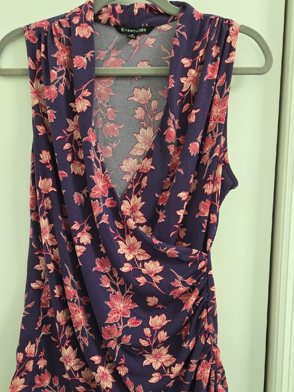 Hawthorn Purple Floral Top with Pink Blooms